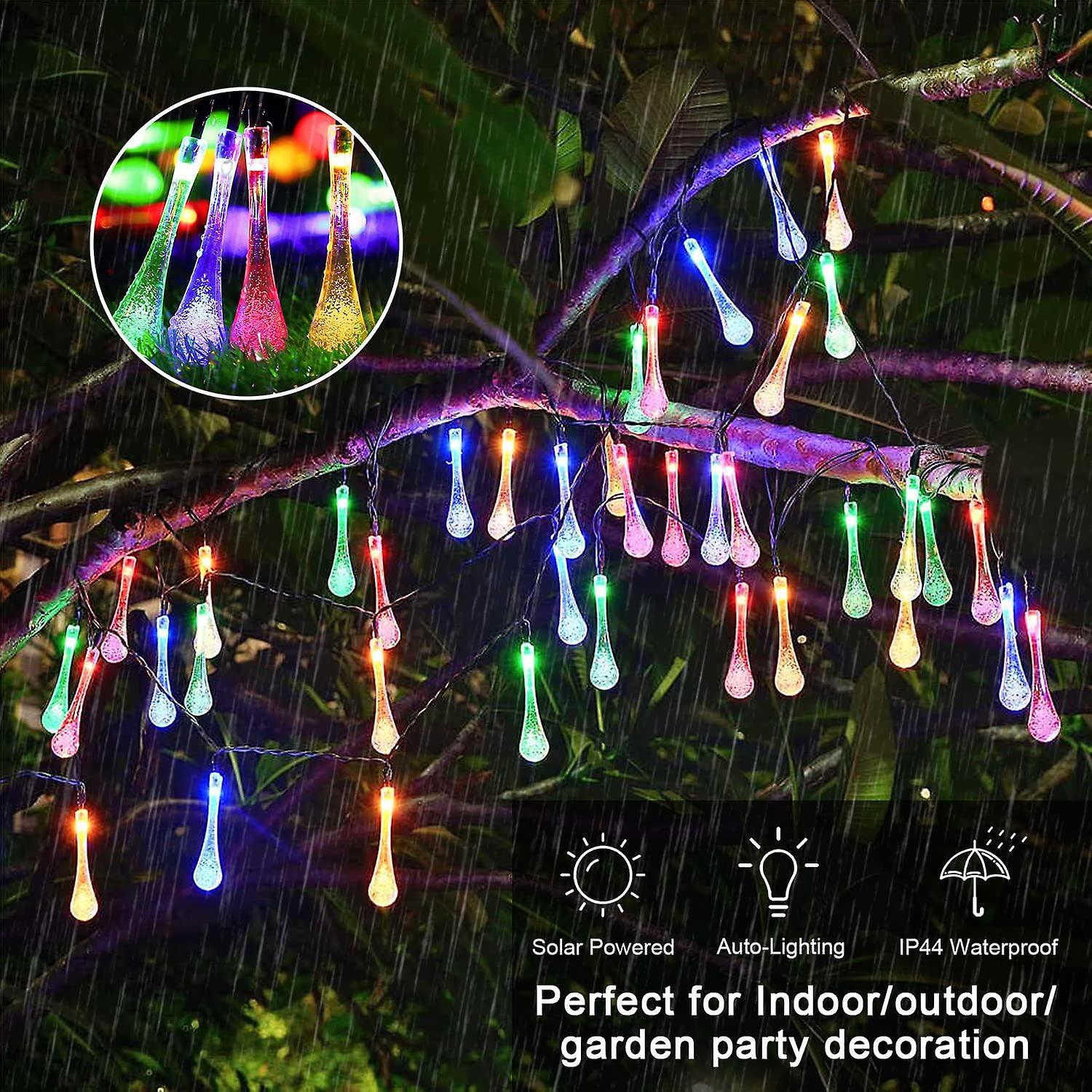 Instalatie solara 10 LED Waterdrop, 10 M, Multicolor