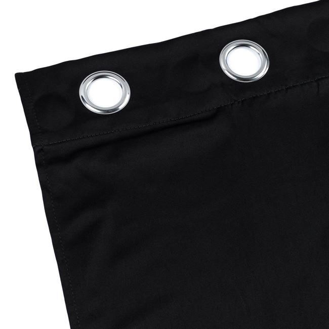 Set 2 x Draperie 140x260 cm, prindere cu inele, Negru