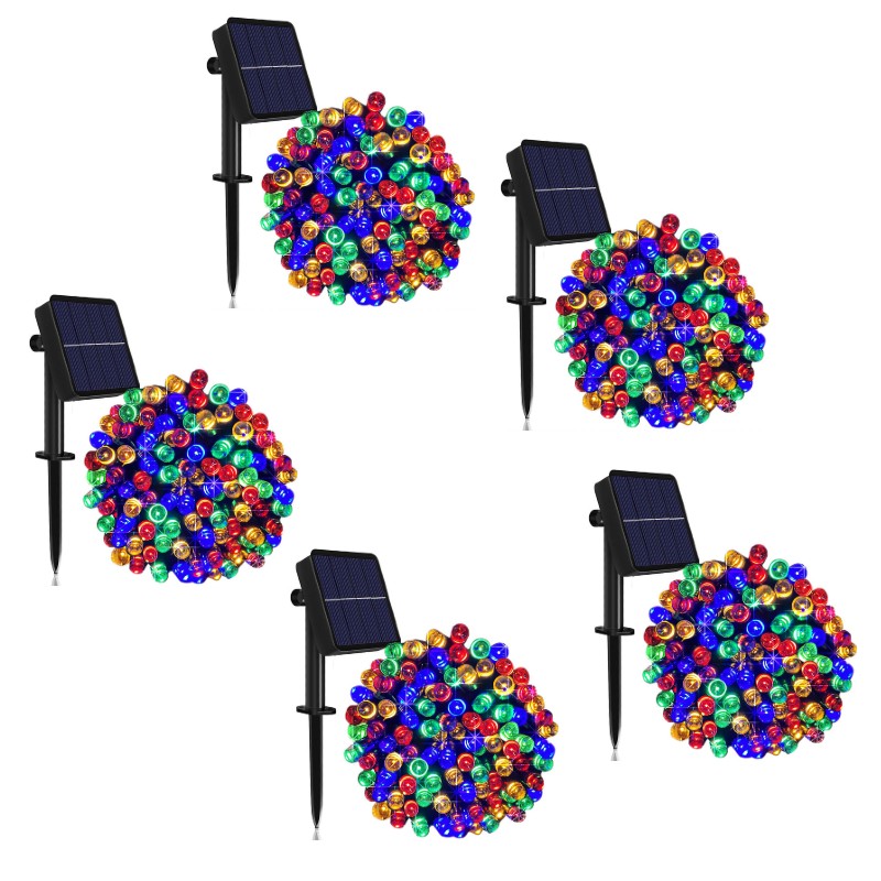 Set 5 x Instalatie solara 100 LED, Multicolor