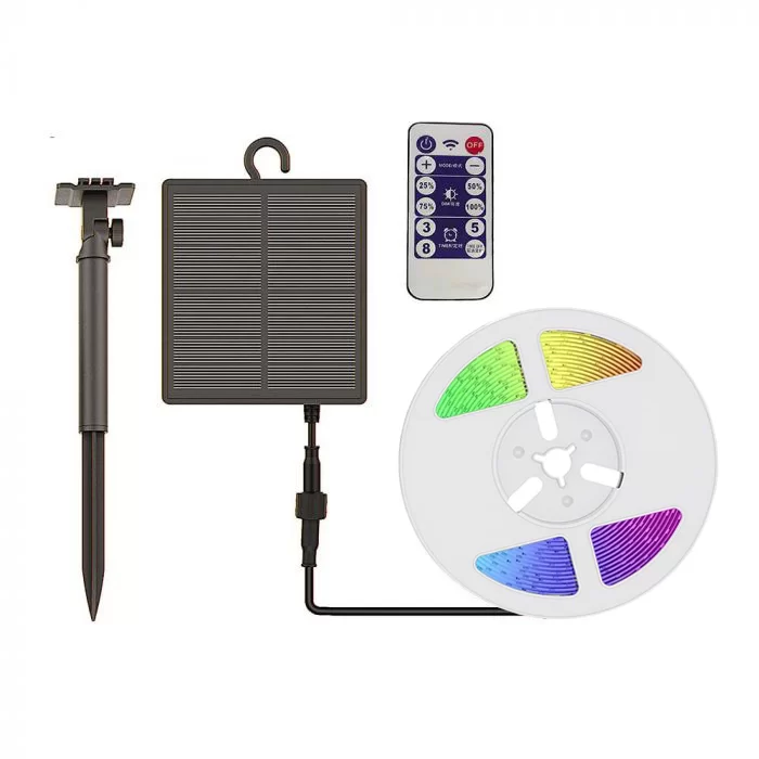 Kit solar Banda LED RGB si telecomanda, 1.2W, IP67