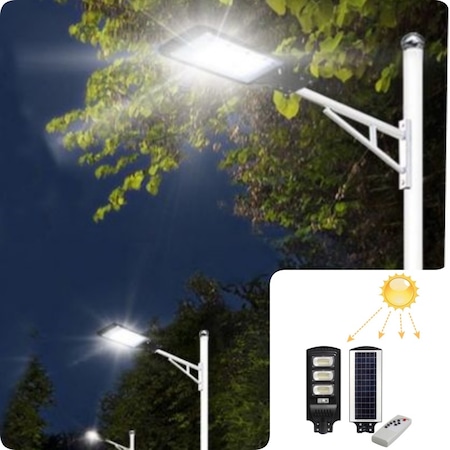 Lampa solara 150 W 144 LED, Senzor de Lumina, Senzor de Miscare