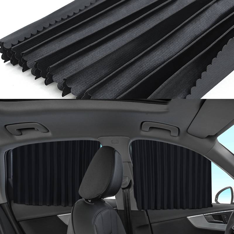 Set 4 parasolare retractabile auto, geamuri laterale, Negru