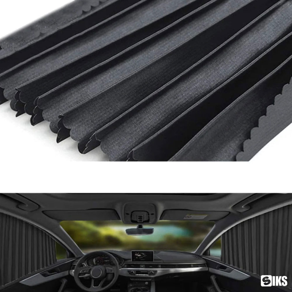 Set 4 parasolare retractabile auto, geamuri laterale, Negru