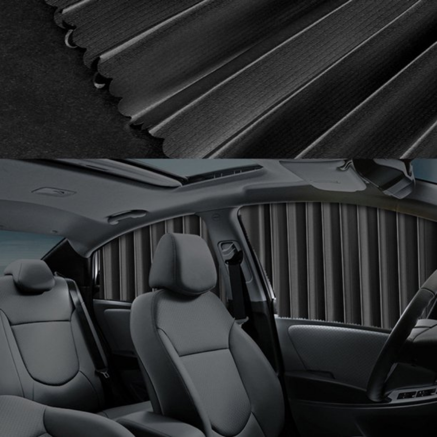 Set 4 parasolare retractabile auto, geamuri laterale, Negru