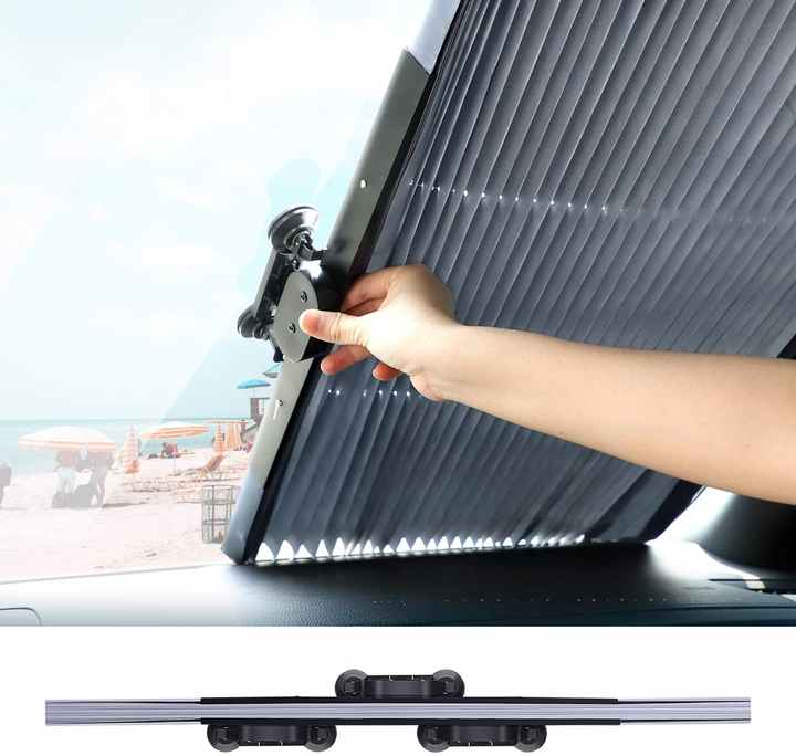 Oferta 1+1, Parasolar auto retractabil UV, 65 cm
