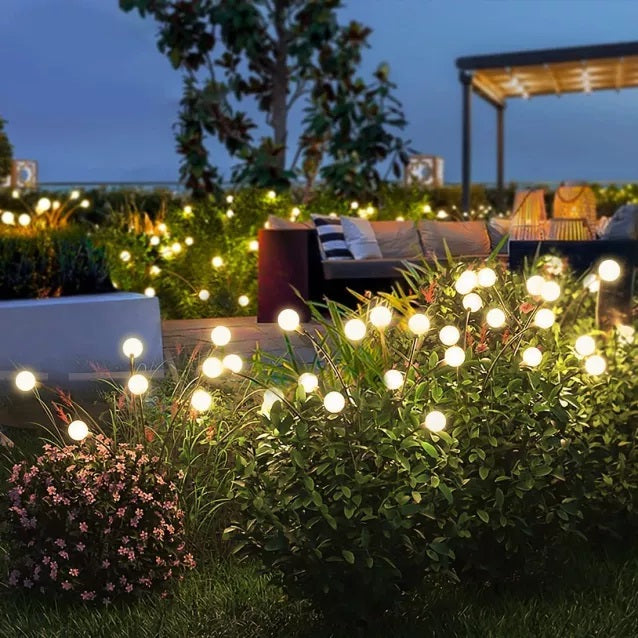 Set 2 x Lampa solara LED Alb Cald, 6 bulbi, decoratiune gradina