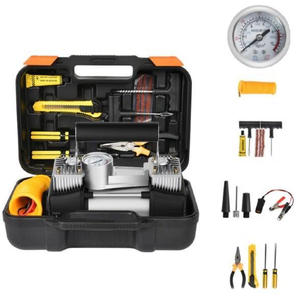 Kit pentru pana, compresor 12V, 7 accesorii si 2 cilindri