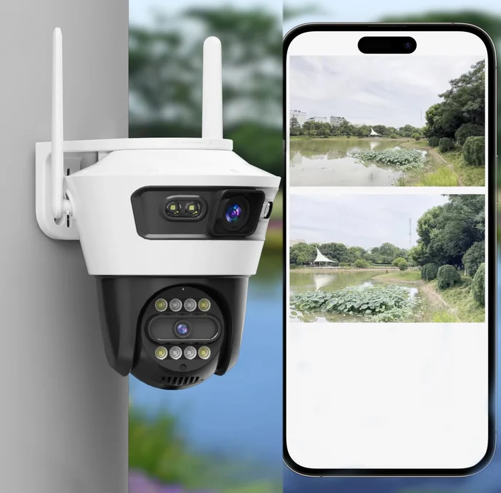 Camera dubla 6MP Night Vision Wi-Fi, Full HD 4K, Recunoastere Faciala