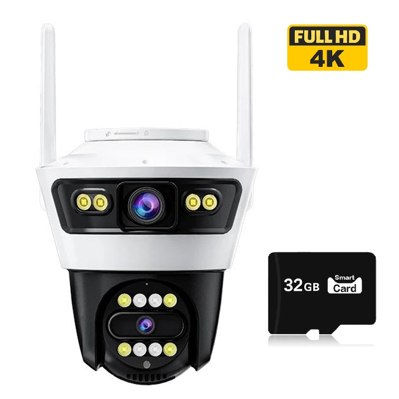 Camera dubla 6MP Night Vision Wi-Fi, Full HD 4K, Recunoastere Faciala