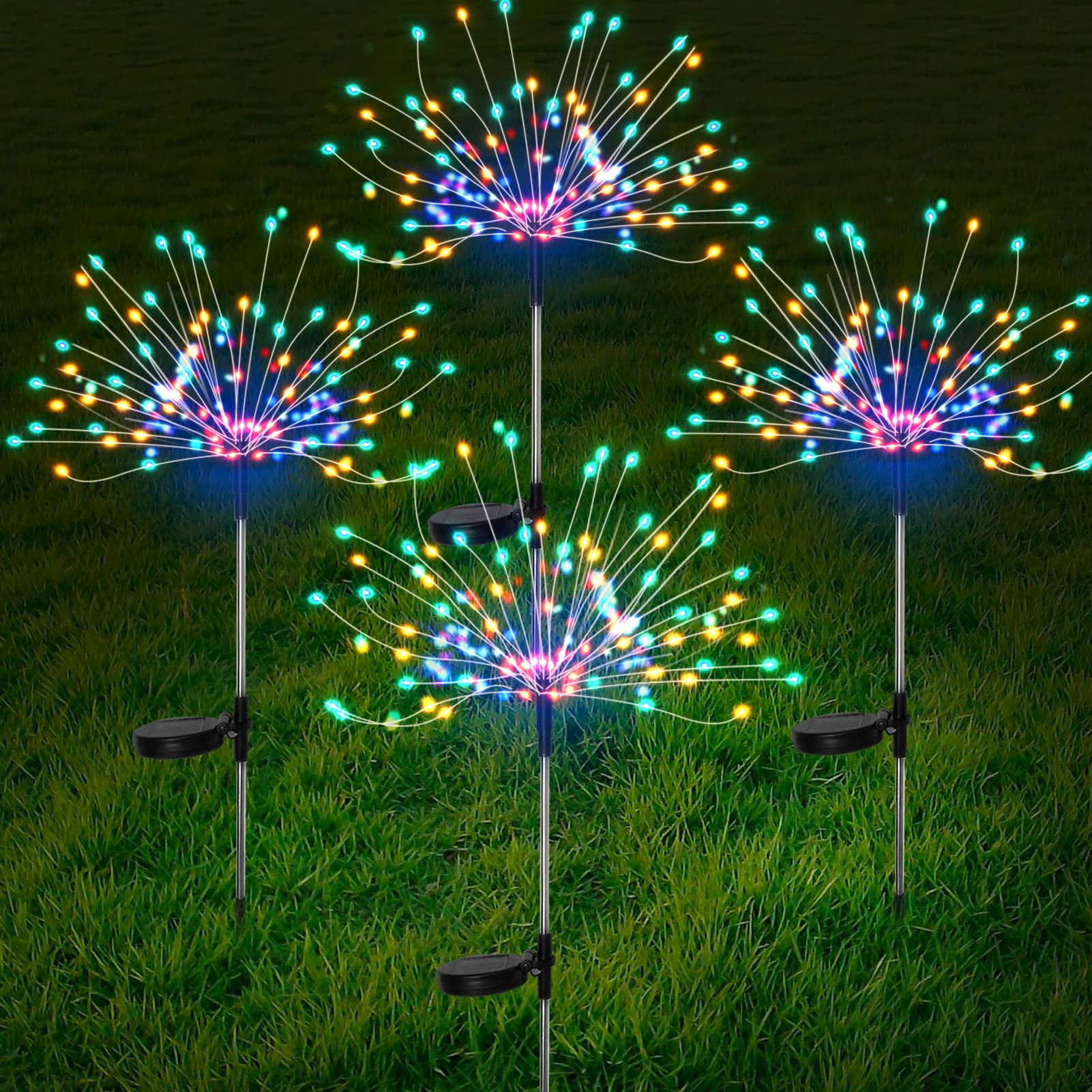 Set 2 x Lampa solara artificii 90 LED, Multicolor