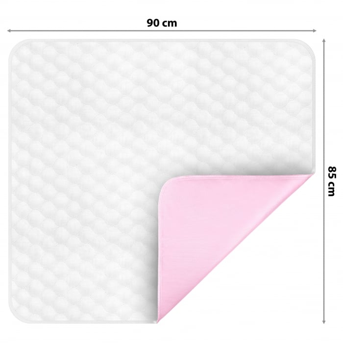Aleza impermeabila, lavabila si reutilizabila, 91 x 85 cm, Roz/Alb