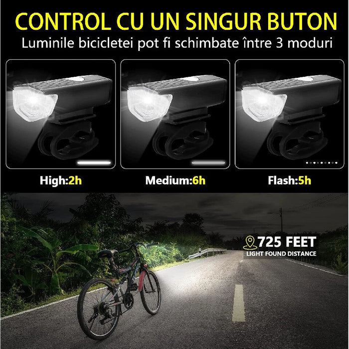 Set far si stop bicicleta cu acumulator