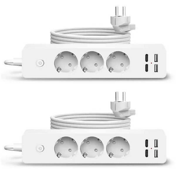 Set 2 x Prelungitor 3 prize, 2 USB, 2 USB-C, Jortan