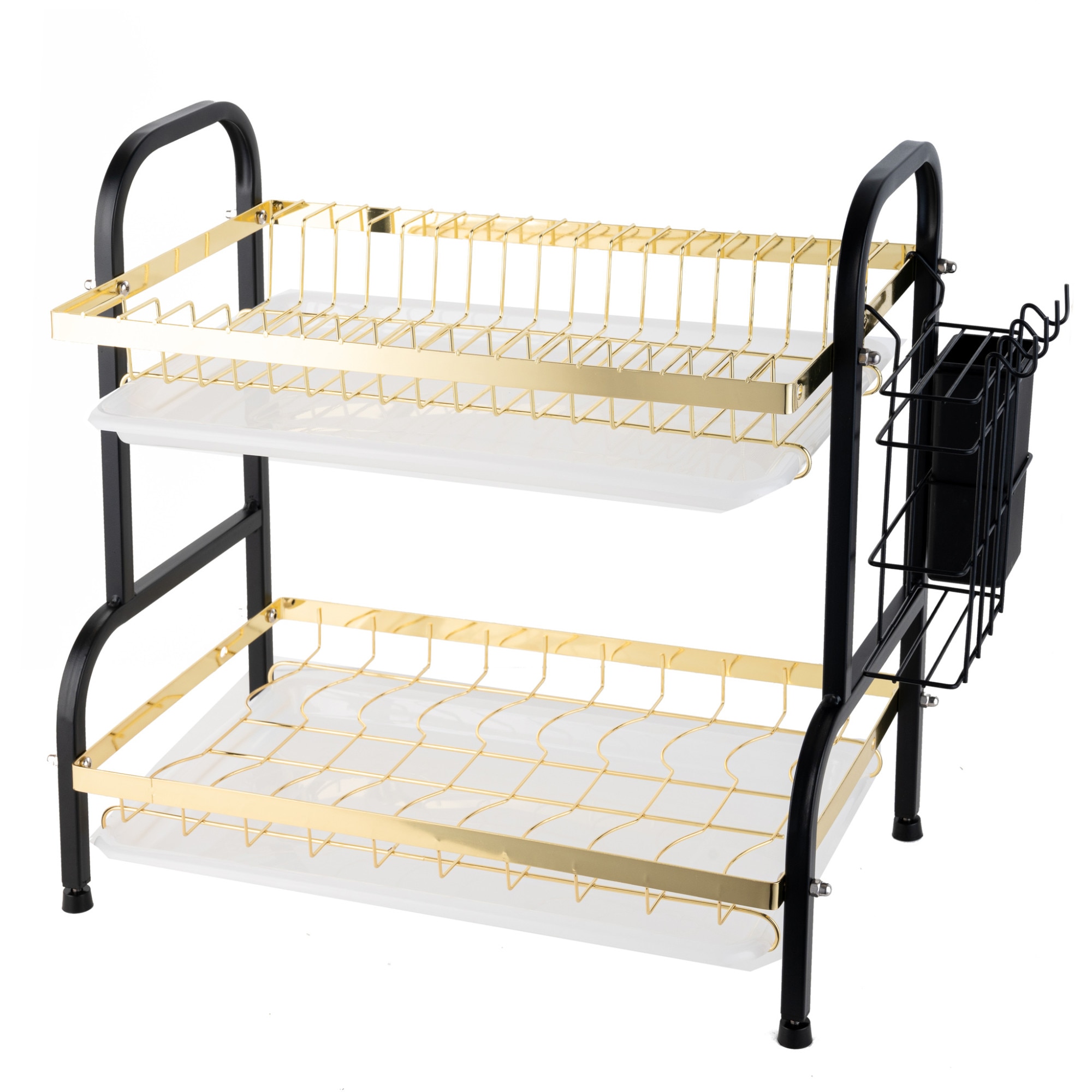 Suport de vase metalic supraetajat, Negru