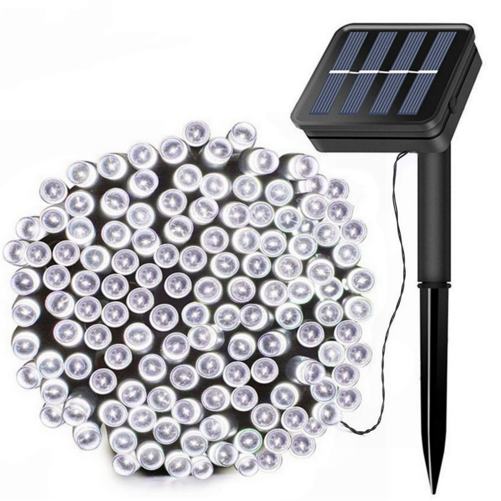 Set 2 x Instalatie solara 100 LED pentru exterior, Alb rece