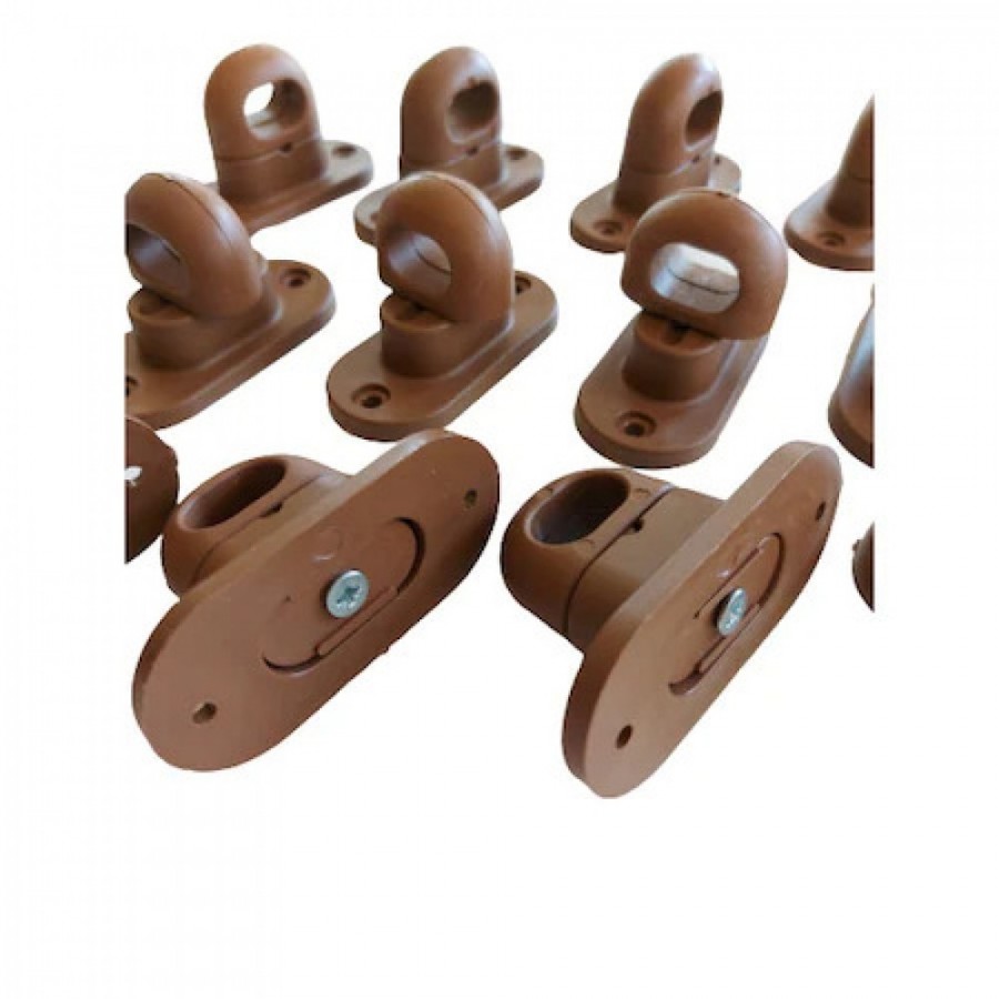 Set montaj folie terasa: Banda intarire maro, 10 bride rotative si 10 capse metalice