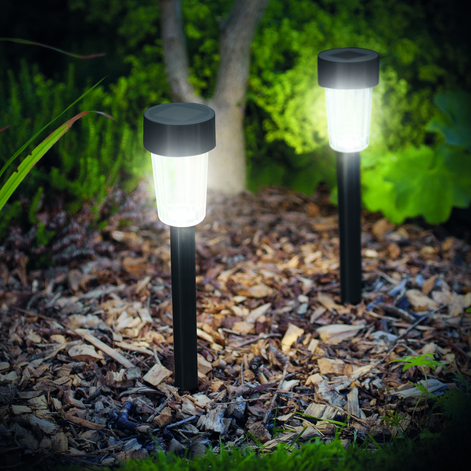 Set 20 x lampa solara de gradina, 30 cm, Negru