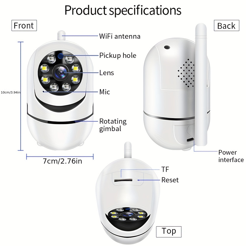 Camera Wireless Jortan Smart Home, Night Vision, Senzor de miscare