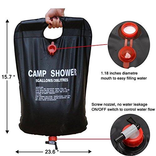 Rezervor 20 litri dus solar portabil pentru camping