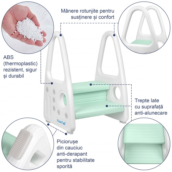 Inaltator cu manere pentru copii, suprafata antialunecare, Alb/Verde