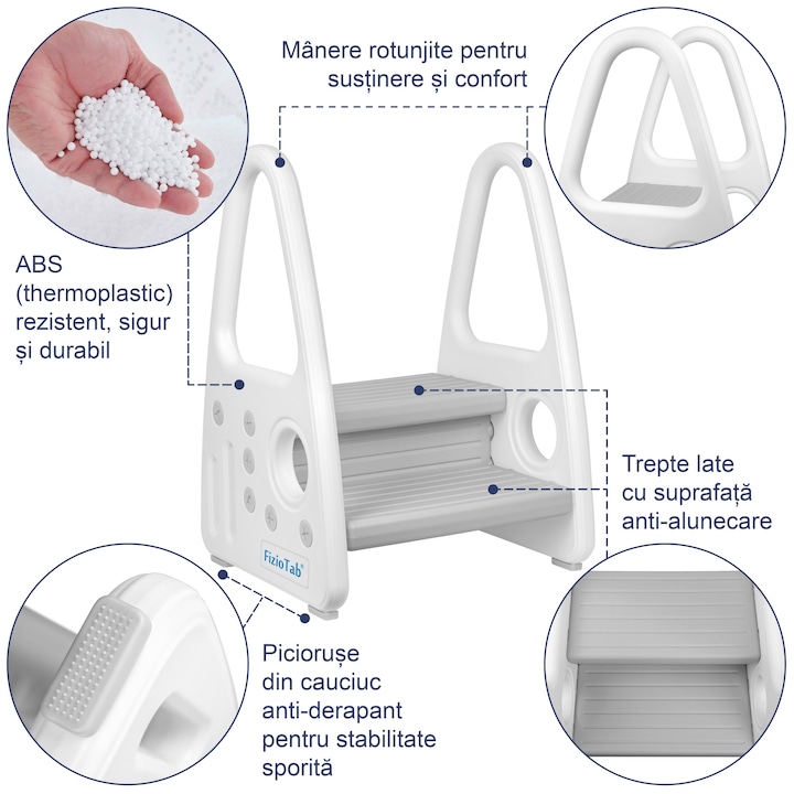 Inaltator cu manere pentru copii, suprafata antialunecare, Gri deschis