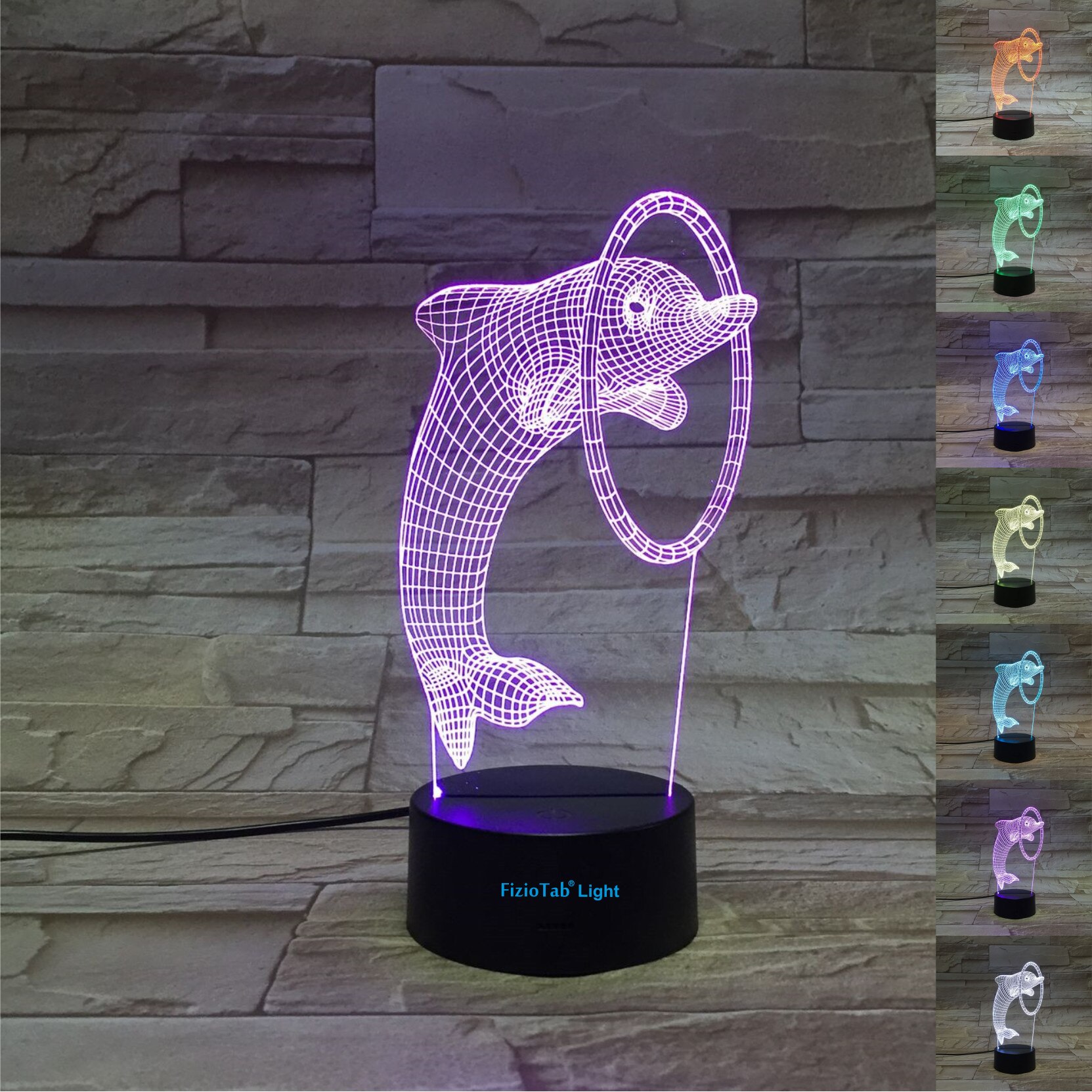 Lampa de veghe 3D, LED 7 culori, lumina ambientala - Delfin