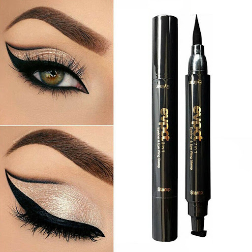 Oferta 1+1 | Eyeliner cu stampila, Negru, Cat Eye