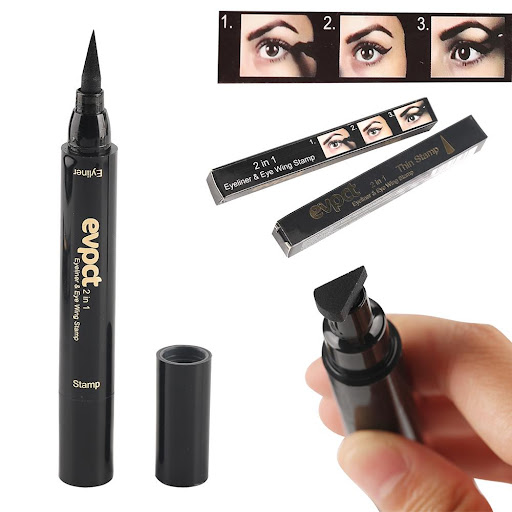 Set 2 x Eyeliner cu stampila, Cat Eye, Negru