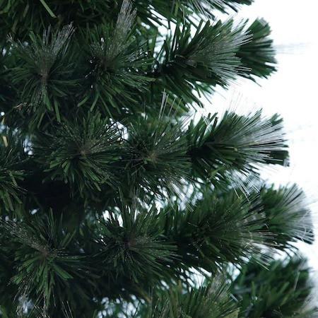 Brad artificial cu fibra optica multicolora, suport metalic, 180 cm