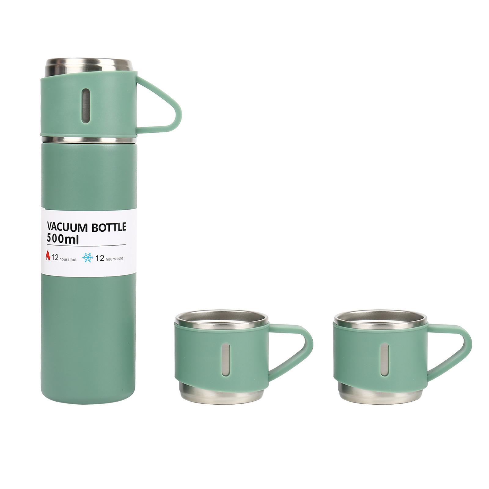 Set 4 piese: Termos 500 ml + 3 cesti, Verde