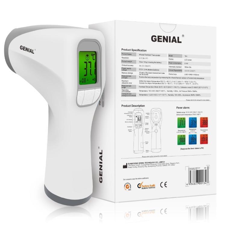 Termometru digital noncontact cu infrarosu, Genial T81, Alb