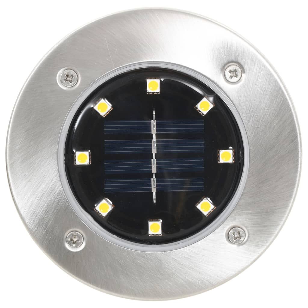 Set 8/12 lampi solare 8 LED, Silver Disk Lights