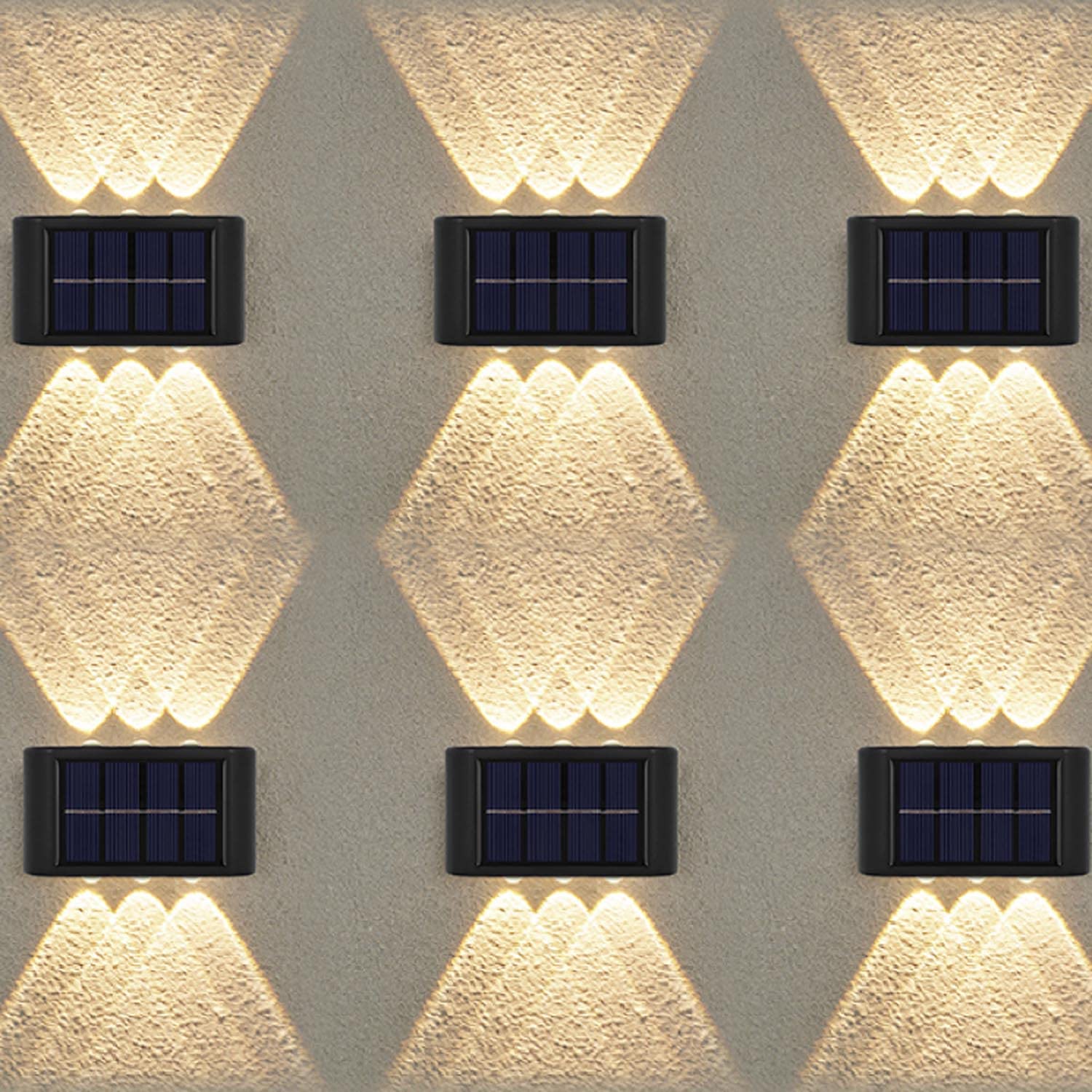 Lampa solara de perete 6 LED, lumina bidirectionala