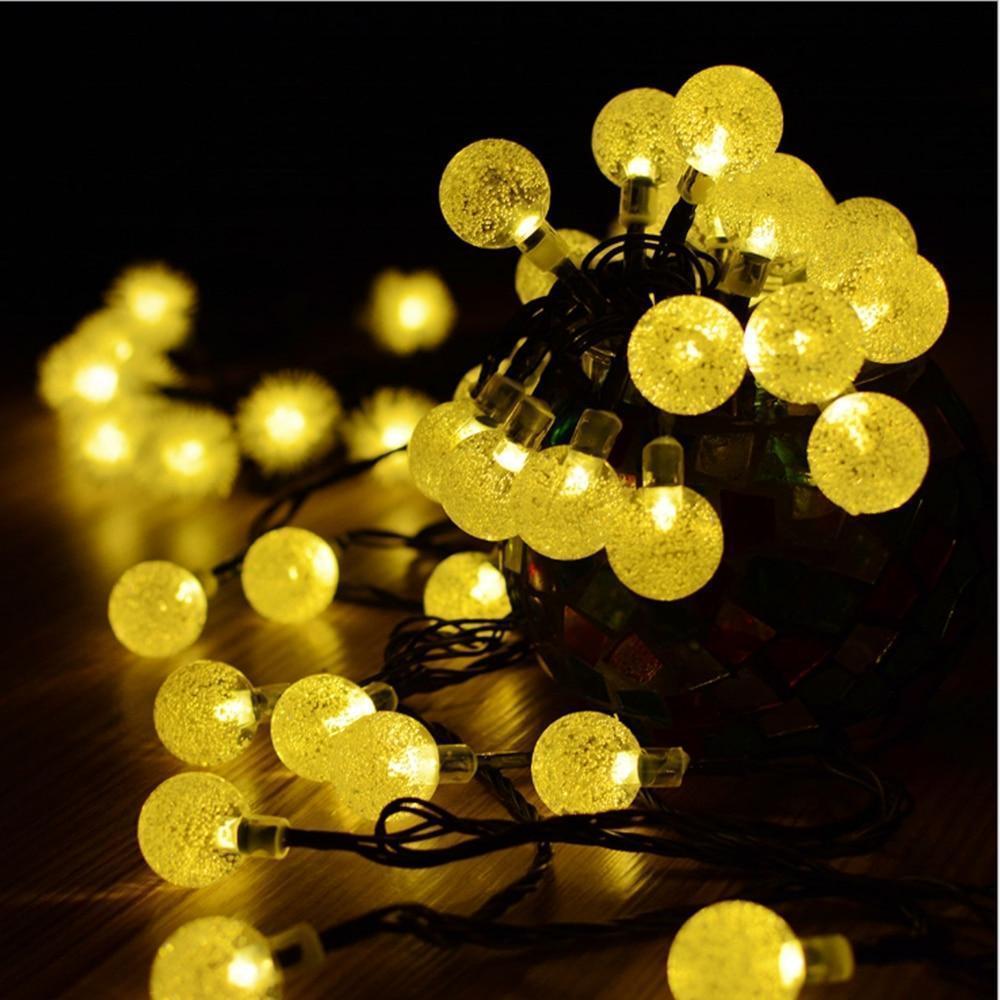Set 2 x Instalatie solara LED 30 globulete, Alb cald