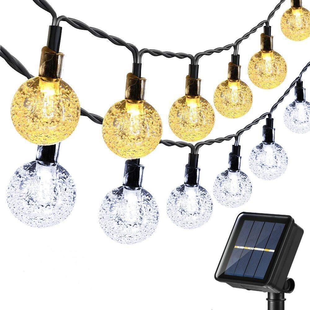 Set 2 x Instalatie solara LED 30 globulete, Alb cald