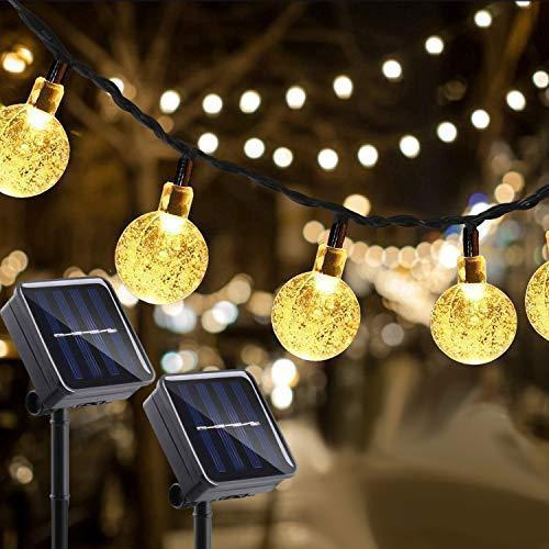 Set 2 x Instalatie solara LED 30 globulete, Alb cald