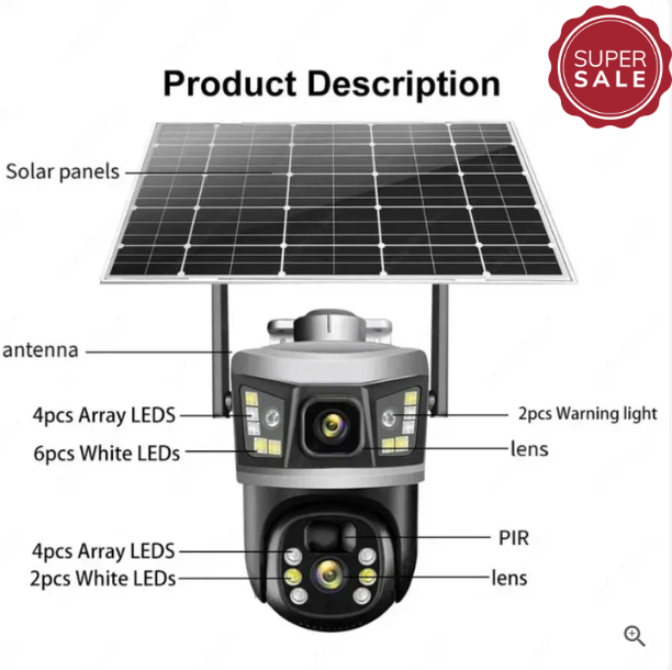 Set 2 x Camera video 4G cu panou solar, Card 64 GB