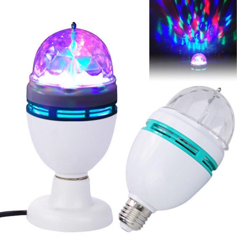 Set 2 x bec rotativ disco cu led multicolor RGB E27