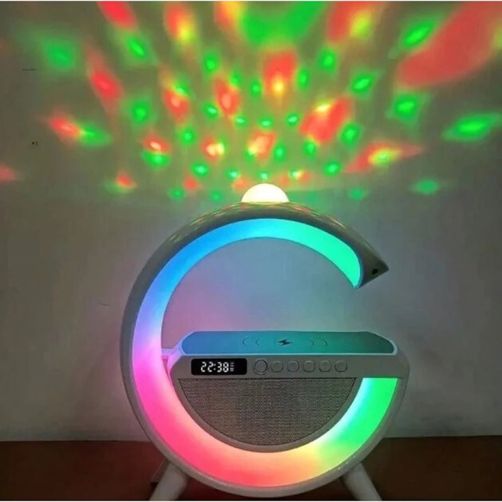 Statie de incarcare Wireless, Lampa RGB, Wireless, Boxa Bluetooth, Ceas Digital