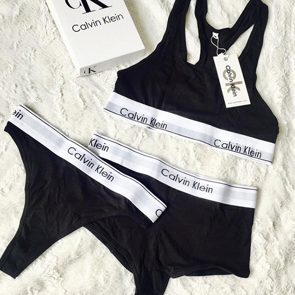 Set 3 piese lenjerie intima Calvin Klein. Culori disponibile: negru si gri