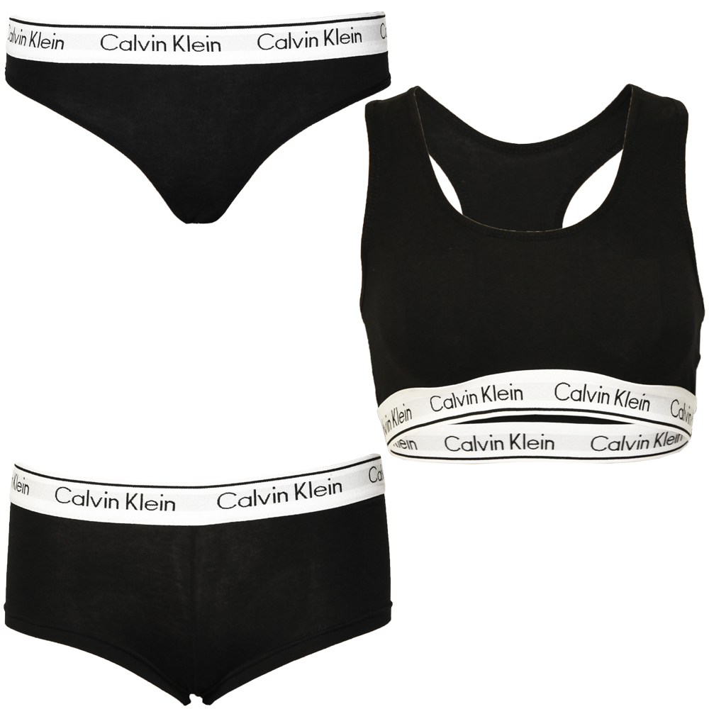 Set 3 piese lenjerie intima Calvin Klein. Culori disponibile: negru si gri