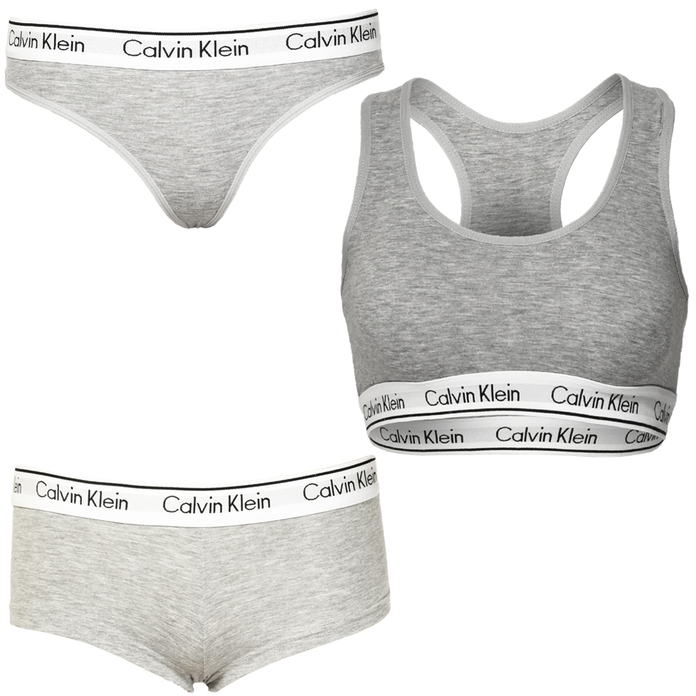 Set 3 piese lenjerie intima Calvin Klein. Culori disponibile: negru si gri