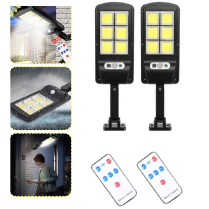 Set 2 x Lampa solara cu 6 celule, telecomanda