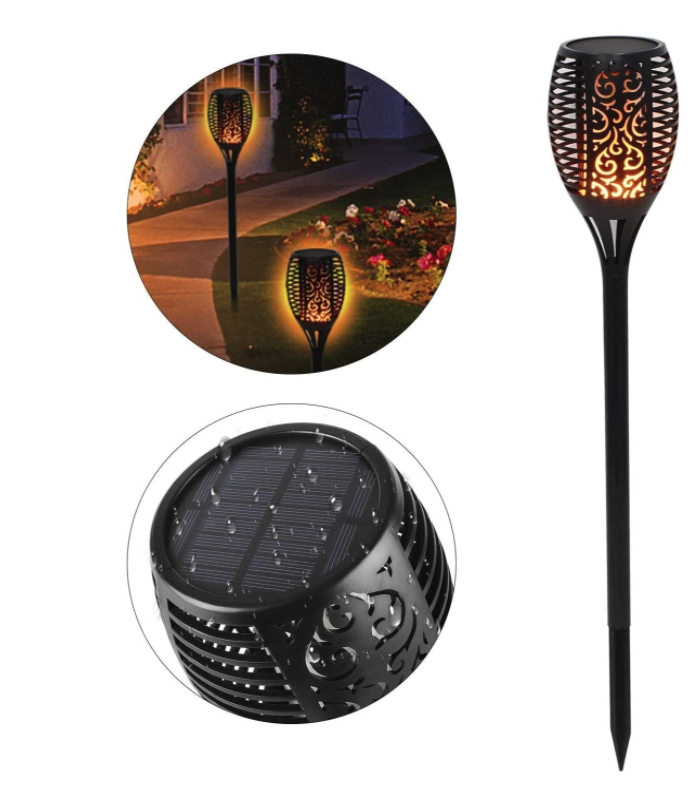 Set 2 x Lampa solara cu efect flacara, 51.5 cm