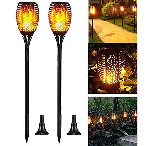 Set 2 x Lampa solara cu efect flacara, 51.5 cm