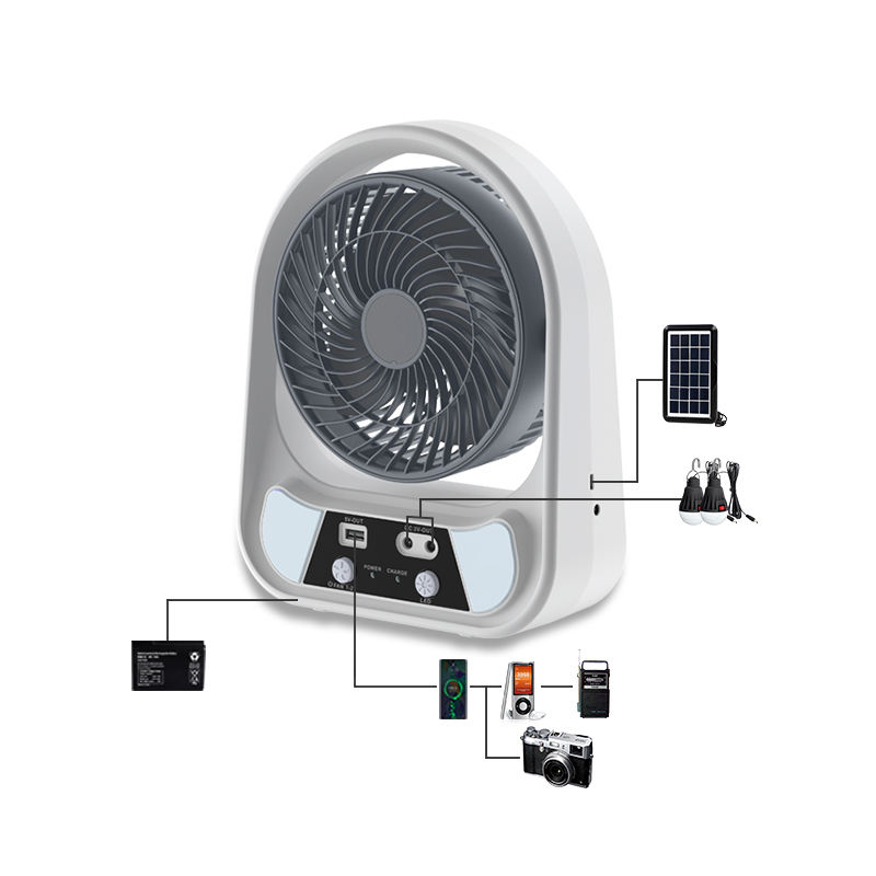 Ventilator solar cu 2 becuri si lanterna