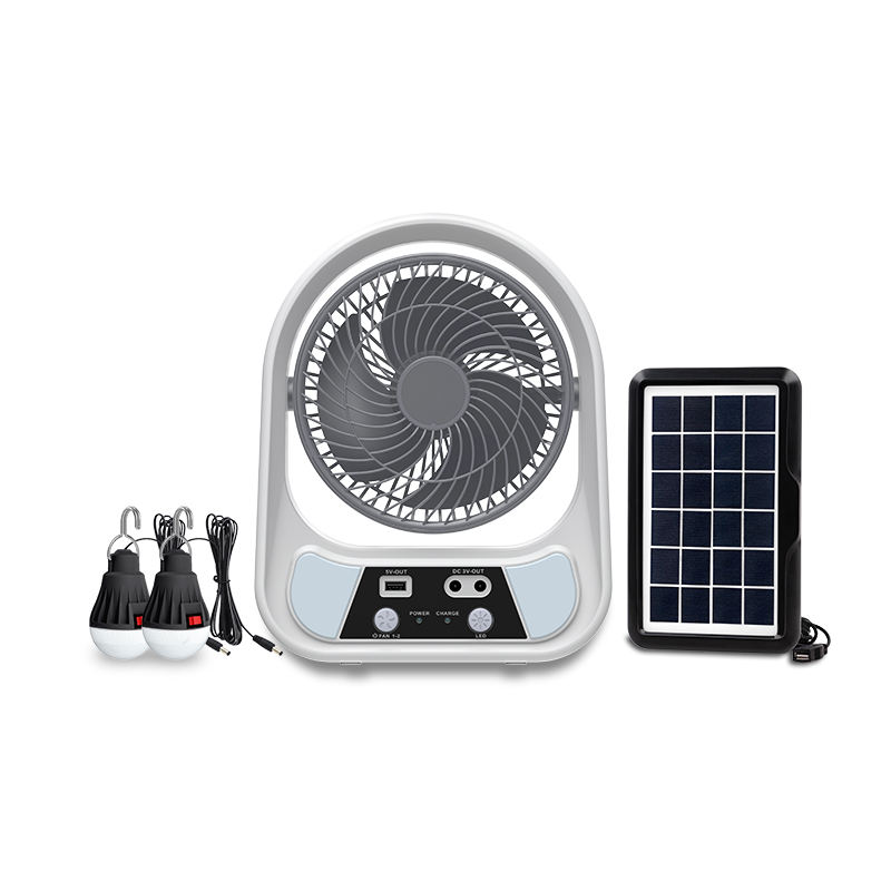 Ventilator solar cu 2 becuri si lanterna