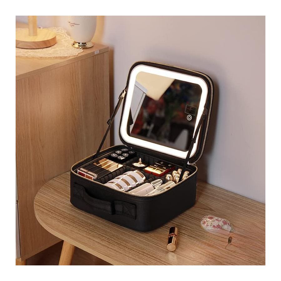 Geanta cosmetice cu oglinda si lumina LED