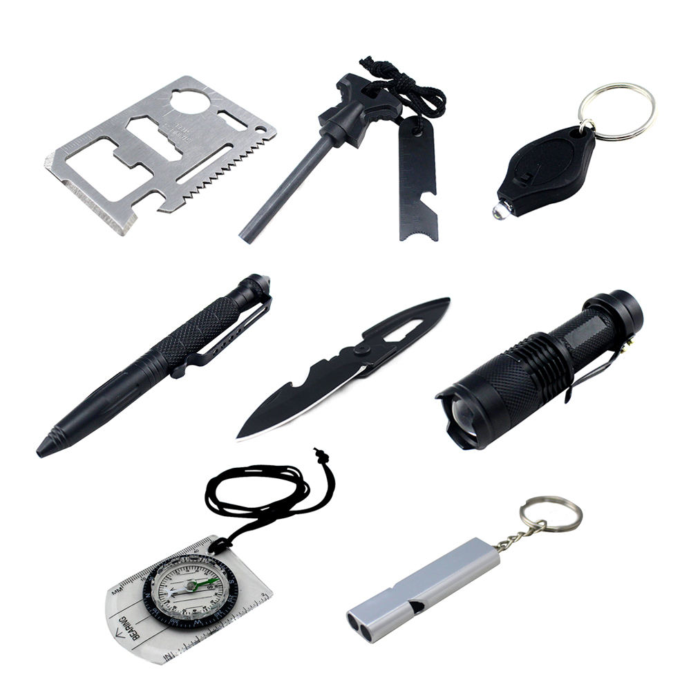 Kit multifunctional 10 in 1, pentru drumetii, vanatoare, pescuit, camping