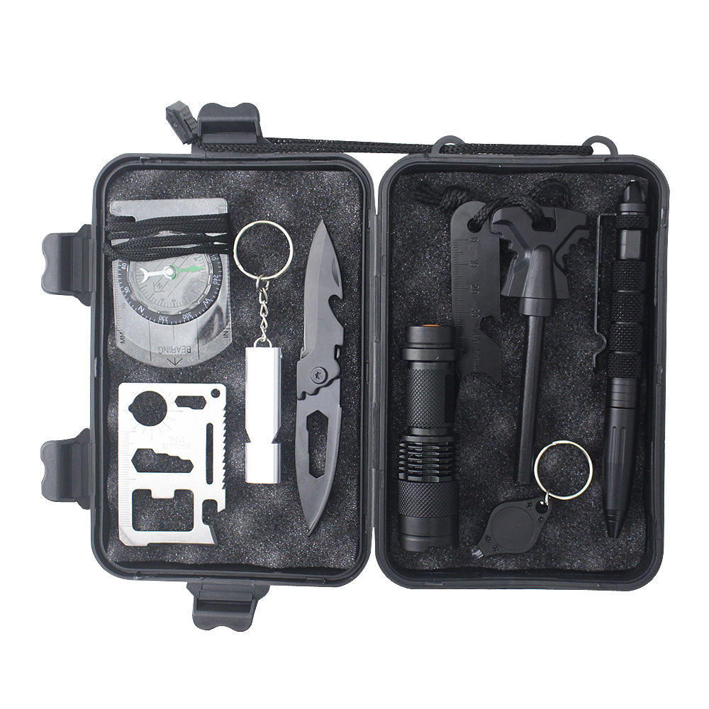 Kit multifunctional 10 in 1, pentru drumetii, vanatoare, pescuit, camping